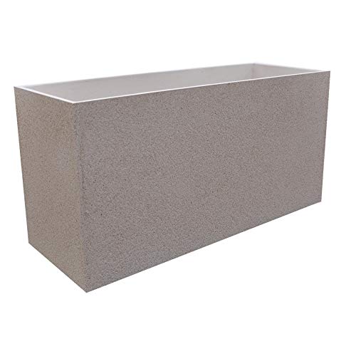 Macetero Rectangular Euclid Texturizado Blanco Tuozi 118 X 38,5 X 48H