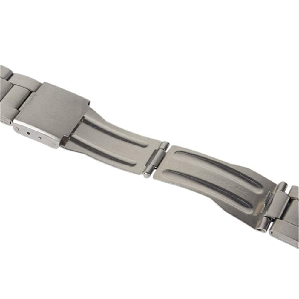 Bracelet de Montre 12/16/18/20/22/24 mm en Acier Inoxydable à maillons Solides pour Montre-Bracelet à Double Fermoir pour Bracelet de Montre Intelligente (Largeur du Bracelet : 24 mm) (20 mm)