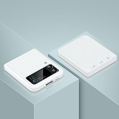Coque Samsung Z Flip 3 antichoc ENILSA couverture cuir blanc