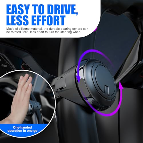 leediga 1 Pack Car Steering Wheel Booster, 360 Degree Assist Driving Ball, Universal Automobile Interior Replacement Accessories, for Most Cars, Trucks and Vans (Black) - Thumbnail 7