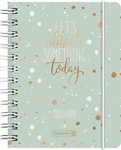BRUNNEN Daily calendar "Celebrate" 2023/2024 A6 mint 1 page = 1 day, Sat + Sun. on one page