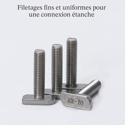 Boulon en T M8 x 40 en acier inoxydable avec fente en T pour profil en aluminium, montage solaire photovoltaïque – vue 5