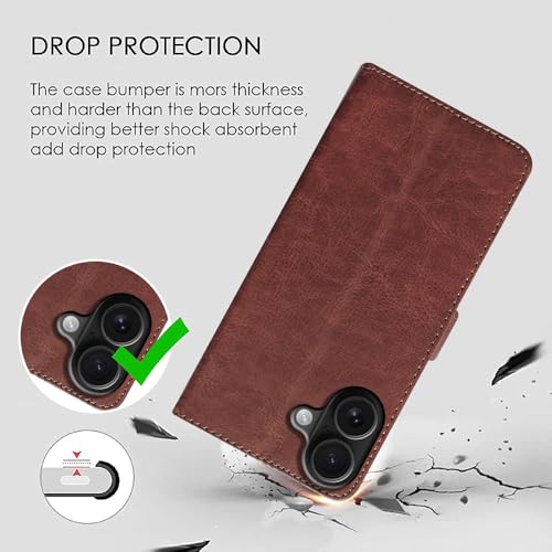 Image of Amazon Brand-Solimo Flip Leather Mobile Cover (Soft & Flexible Back case) for Apple iPhone 16 (Brown)