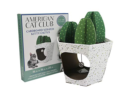 American Cat Club Cactus Cat House & Cat Scratcher w/ Bonus Catnip included