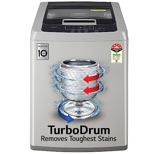 LG 7.5 Kg 5 Star Smart Inverter Fully-Automatic Top Load Washing Machine (T75SKSF1Z, Middle Free Silver, TurboDrum | Smart Motion)