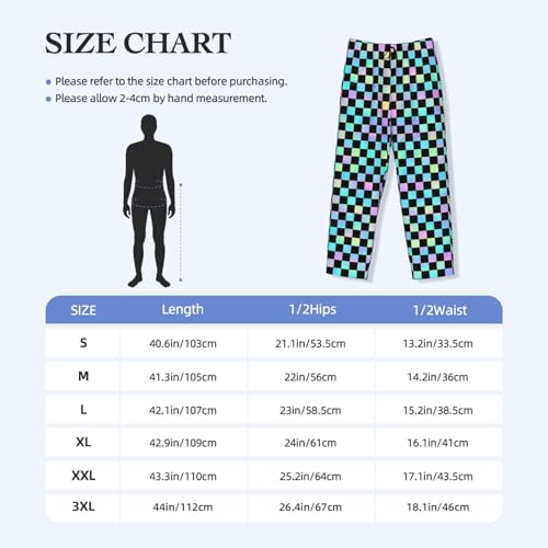 Mens Pajama Pants - Iridescent Checker Print Soft Sleep Lounge Pants For Men, Casual Pj Bottoms With Pockets3