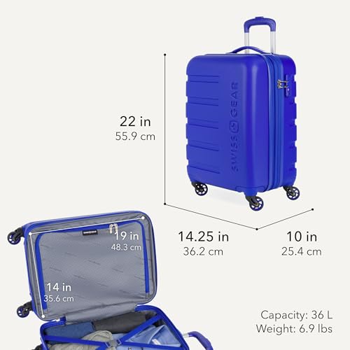 Image of SWISSGEAR Signature Hardside Expandable Carry-On Spinner Luggage, ABS Construction, TSA-Friendly Lock, and Built-In Cupholder, White, 19-Inch, Cobalt, Carry-On 19-Inch, Signature Hardside Expandable