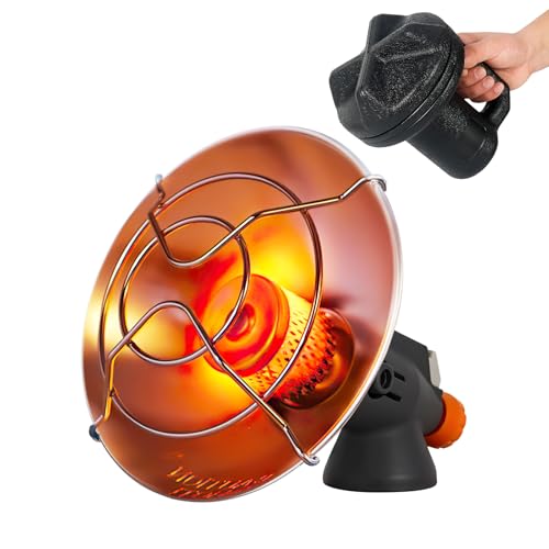 Gasheizstrahler Tragbar, 15000 12500 10000 BTU 3 Stufen Heizung mit Elektro Zündung Klappbarem Sockel Kompatibel mit 28 UNEF Flaschengas für Camping Terrasse Angeln Winter Outdoor heizlüfter gas