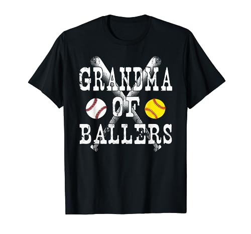 Vintage Grandma of Ballers T Shirt Funny Baseball Softball L T-Shirt