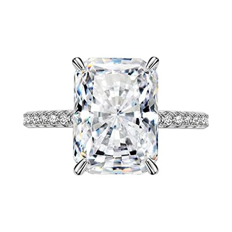 Michooyel S925 4ct Radiant Cut Diamond Engagement Wedding Ring Diamond Bands Sterling Silver Cubic Zirconia Fine Jewelry For Women, gemstone Precious Metal, Cubic Zirconia Cover