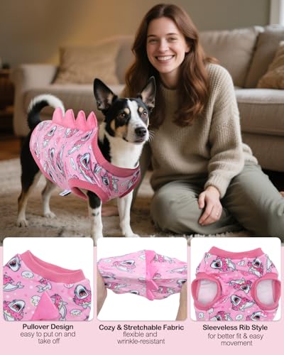 Image of CuteBone Dinosaur Costume Dog Shirt, Stretchy Velvet T-Shirt Clothes for Medium Dogs, Soft & Breathable Pet Tee Outfit Frenchie Apparel for Daily Wear, Cozy Pullover Design Puppy Fashion COSBX05XL