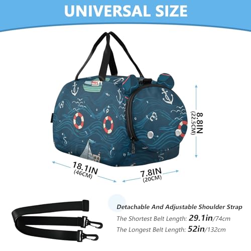 Colorful Boats Duffle Bag for Girl, Sports Duffle Gym Bags with Shoe Compartment, Personalized Overnight Bag Travel Weekender for Kids2
