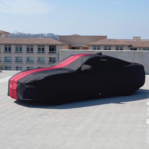 Image of iCarCover Premium Car Cover for 2008-2011 BMW M3 Sedan Heavy Duty Waterproof All Weather Automobiles Custom Fit Full Exterior Indoor Outdoor UV Snow Rain Protection Covers (Stripe - Black /Red)