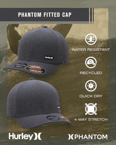 Image of Hurley Mens Trucker Hat - Curved Brim H2O Dri Summer Fitted Baseball Cap for Men with Mesh Back