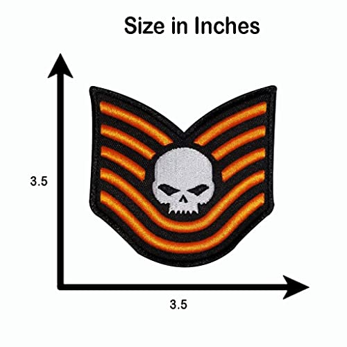 Image of Motohog Unique Embroidered Iron & Sew on Patch for Denim Jacket (Sergeant Skully, Multicolor) 3.5X3.5.7 inches