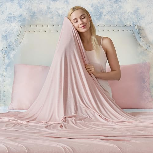 Image of CHOSHOME Cooling Blanket for Hot Sleepers - Summer Blanket Thin Soft Lightweight Breathable Double Side Enhanced Cooling for Hot Flashes, Night Sweats, Bed, Couch (Pink, 90 x 108 inches)