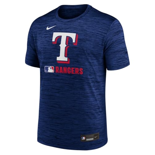 Nike Men's MLB Collection Velocity Dri-Fit T-Shirt (US, Alpha, Large, Regular, Regular, Royal, Texas Rangers)
