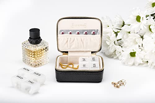 Image of Travel Pill Case - Weekly Pill Organizer - Pill Box for Travel - Removable Seven Day Medicine Case - Vegan Leather Case - Medicine Organizer, Travel Pill Organizer, Pill Holder, Small Pill Organizer