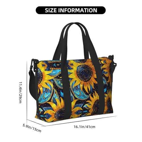 Travel Bag for Weekend Trips, Airplane Carry-On with Adjustable Strap, Sunflower (25)3