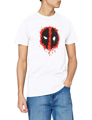 Marvel Men's Deadpool Paint Logo T - Shirt, White, X (Size:X-Large)