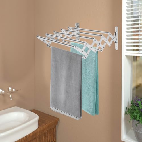 Séchoir à linge mural robuste 7 barres extensible pliable 40kg - 5