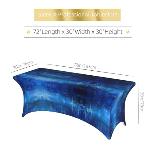 Nappe de table extensible en élasthanne lavable motif binaire bleu