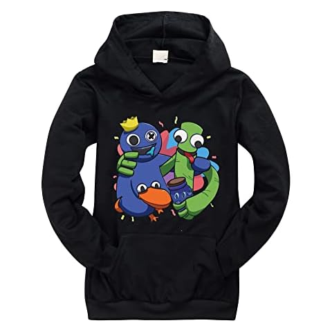 Kids Rainbow Friends Costume Boys Girls Pullover Hoodie Rainbow Costume (black,140cm,7 Years,8 Years) Cover