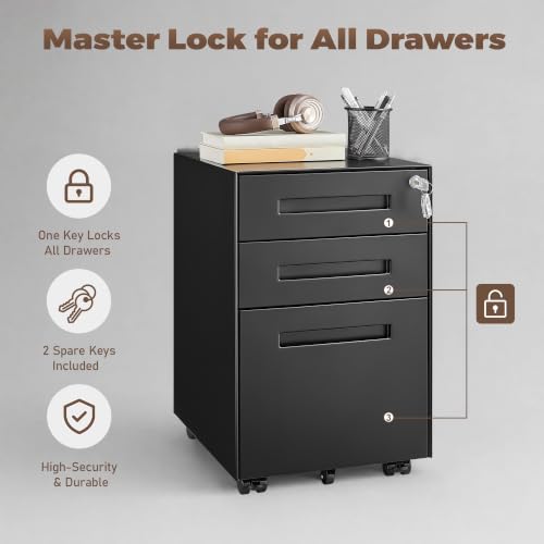 Image of Guizeeopo Fully Assembled Home Office File Cabinet with Lock