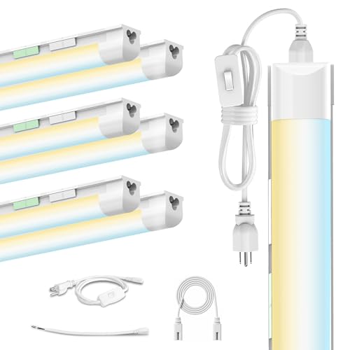 Zi-ZOHNSON 6 Pack Dimmable 4FT Led Shop Lights,30W 4500LM 3000-6500K Tunable,T8 Light Tube Commercial Bay Lighting,High Output,Plug and Play Linkable Shop Lights for Basement,Garage,Workbench,Barn