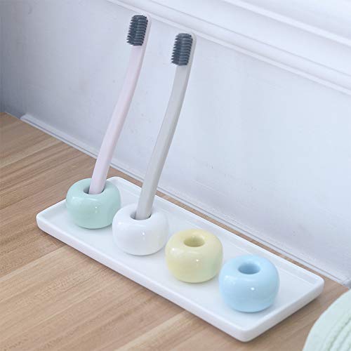 Miniatura 4 de Bandeja De Cerámica Rectangular Pequeña, Bandeja Para Bañera, Organizador De Baño, Soporte De Cosméticos Para Velas De Tejido, Toalla, Anillo De Joyería, Tocador, Color Blanco 2 Piezas, Grande