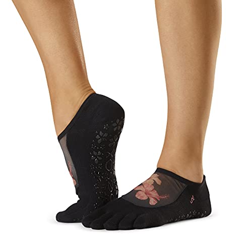 Toesox Women’s Luna Full Toe Grip Yoga Pilates Barre Toe Socks -   Hibiscus Dreams, Medium #TOP26