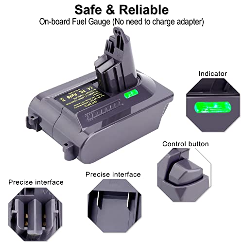 Biswaye V6 Battery Adapter Compatible With Dewalt 20V 60V Battery To Replacement For Dyson V6 Cordless Vacuum Battery Sv04 Sv03 Sv09 Dc59 Dc62 Dc58 Vtc4 Sv06 Dc72 966084-01 V6 Animal Battery #TOP5