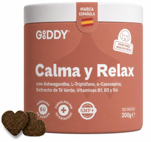 Relajantes | Gooddy Calmante Para Perros 120 Snacks 300g Con Triptófano, L-Teanina, Alfa Casozepina Y Ashwagandha Ansiedad Y Estrés, Petardos, Tormentas, Viajes, Separación Sin Sedación