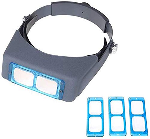 KS Visor de Lupa con Diadema, Doble Lente, Lupa montada en la Cabeza, joyería, Visera, Lupa Binocular de Vidrio con Lente, 4 aumentos
