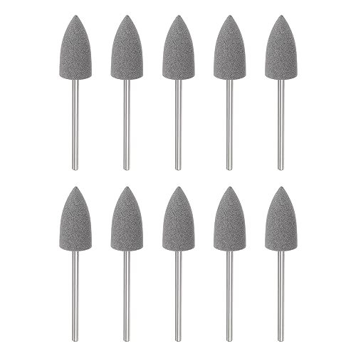 HARFINGTON 10pcs Rubber Polishing Bit Silicone Buffing Wheels 120 Grit 10mm Dia Mounted Grinding Head for Electric Grinder Rotary Tool, Tapered Shape