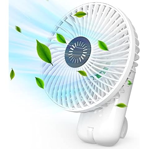CONOPU Mini USB Fan with LED Light, Rechargeable Desk Fan with Hook, Aroma Diffuser, 180° Rotation, 3 Speeds, Backup Power Bank, Portable Handheld Fan, OZF20S06, Off-White Cover