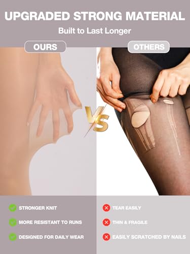 Image of Indestructible Tights for Women, Rip Resistant Durability T-Crotch Pantyhose Semi Sheer High Waist Stockings