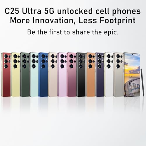 Unlocked Cell Phones C25 Ultra Smart Phone 2025 Android 14 Mobile Phone with Build-in Pen, 12GB+512GB, 7" Display, 108MP+68MP Camera 8000 mAh 5G Dual SIM (Sunset Oranges) - Image 4