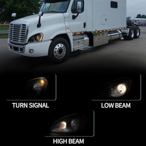 aostirmotor Headlights Assembly Fit for 2008-2016 Freightliner Cascadia, Black Housing Halogen Headlamp pair (Driver and Passenge Side) by aostirmotor - Image 4