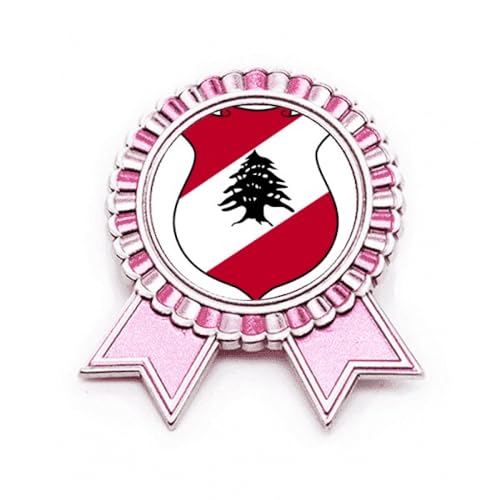 Broche emblème Liban cadeau idéal en métal Asie Rose taille M