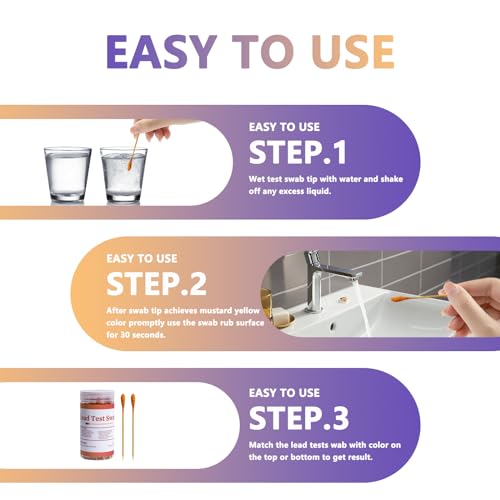 TAEING Lead Test Swabs, Instant Lead Test Kit for All Painted Surfaces, Ceramics, Dishes, Metal, Wood, Lead Testing Strips for Home Use, Rapid Test Results in 30s (60 Counts)