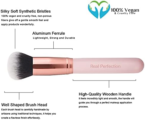 Real Perfection Makeup Brush Set 16 Pcs with 1 Eyebrow Razor Premium Synthetic Foundation Powder Concealers Eyeshadow Blush Makeup Brushes Make up Brushes Kit (Pink) - 3