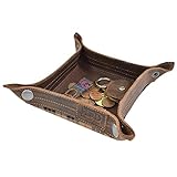 Waxed Canvas Catchall Jewelry Change Keys Wallet Coin Box Tray for Coffee Table/Desk/Dresser Storage Valet Handmade by Hide & Drink :: Honey Bourbon