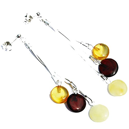 Bellissimi orecchini di ambra baltica multicolore