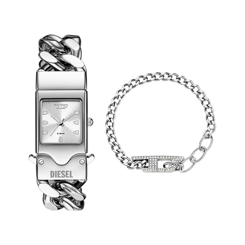 Montre Diesel Homme Argentée Closer Coffret Bracelet Logo D