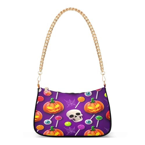 Shoulder Bags for Women Halloween Elements Tote HandBag Shoulder Bags purse with Chain Zipper Closure
