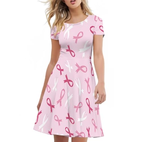 Image of POLERO Sunflower Dress for Women Floral Summer Dresses Short Sleeve Casual Sundresses Midi Dresses
