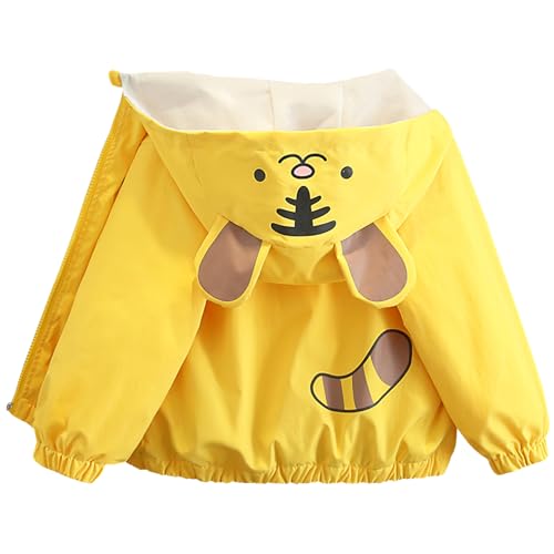 Amur Leopard Übergangsjacke Jungen mit Kapuze Kinder Windjacke Reißverschlussjacke Cartoonjacke für Frühling Herbst, Gelb B, 74-80 (Etikettengröße: 80)