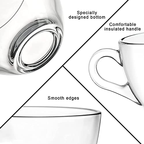 Image of MULTI ZONE 300 ML Crystal Clear Toughened Glass Tea Cup with Convenient Solid Handle Cups, Espresso Mug Set for Tea, Coffee, Hot /Cold Drinks (MZ-02)