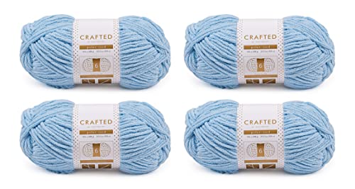 Image of Crafted By Catherine Blanket Solid Yarn - 4 Pack (213 Yards Each Skein), Light Blue, Gauge 6 Super Bulky
